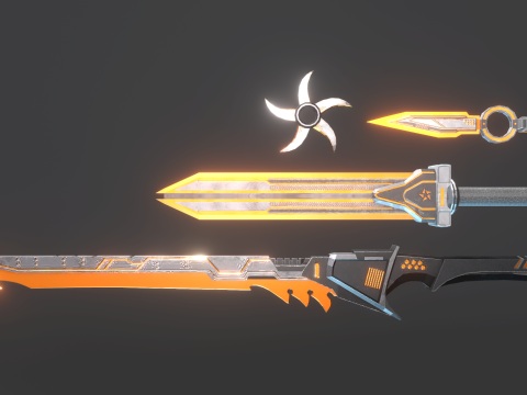 Sci-Fi Melee Weapons Pack Game Ready Set Model 3D