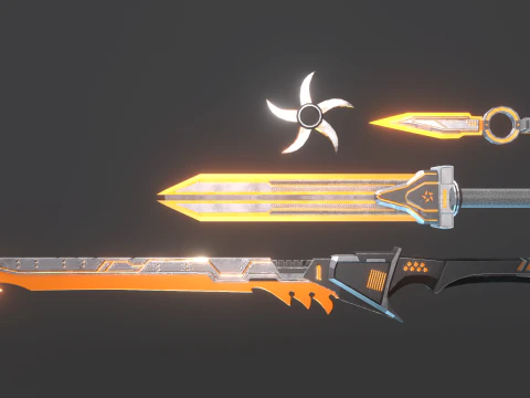 Sci-Fi Melee Weapons Pack Game Ready Set 3D Model