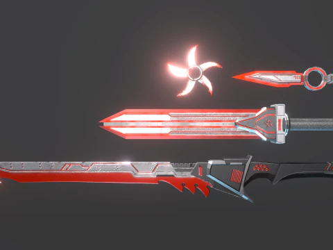 Sci-Fi Melee Weapons Pack Game Ready Set 3D Model