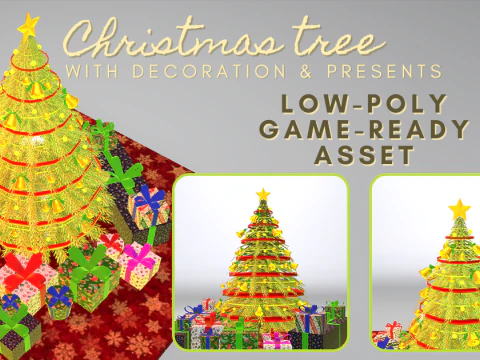 Christmas Tree And Gifts 3D Model
