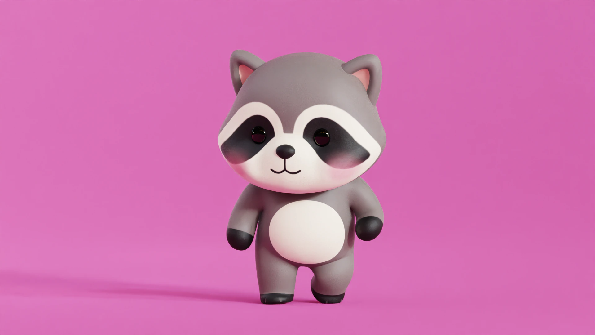 Cartoon Raccoon Chibi Kawaii Character Rigged Animated Low-poly 3D Model .c4d .max .obj .3ds .fbx .stl .blend