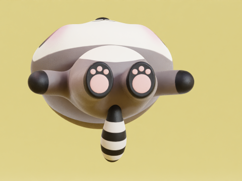 Cartoon Raccoon Chibi Kawaii Character Low-poly Modello 3D