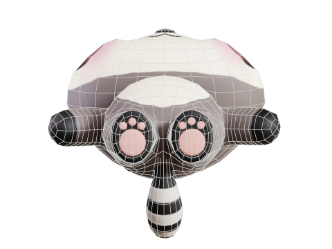 Cartoon Raccoon Chibi Kawaii Character Low-poly Modello 3D