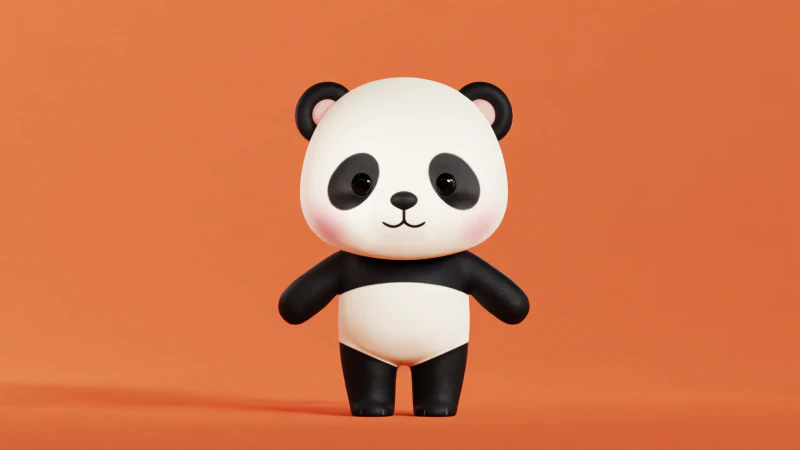 Panda rysunkowa Chibi Kawaii Postać Low-poly Model 3D .c4d .max .obj .3ds .fbx .stl .blend 