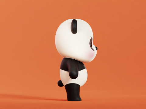 Cartoon Panda Chibi Kawaii Character Low-poly Modello 3D
