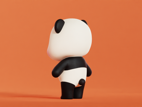 Cartoon Panda Chibi Kawaii Character Low-poly Modello 3D