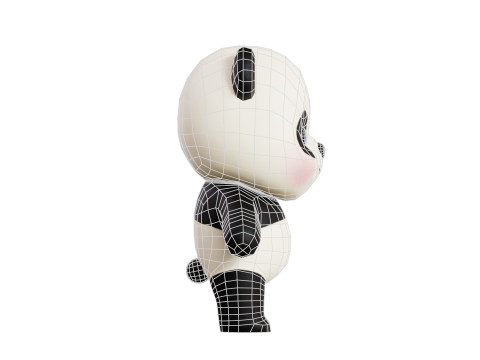 Cartoon Panda Chibi Kawaii Character Low-poly Modello 3D