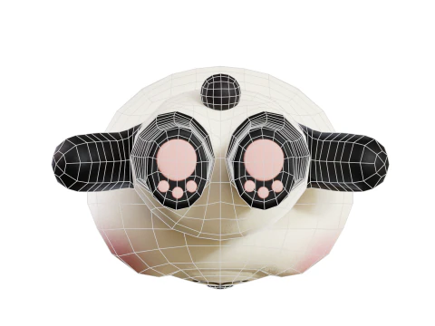 Panda rysunkowa Chibi Kawaii Postać Low-poly Model 3D