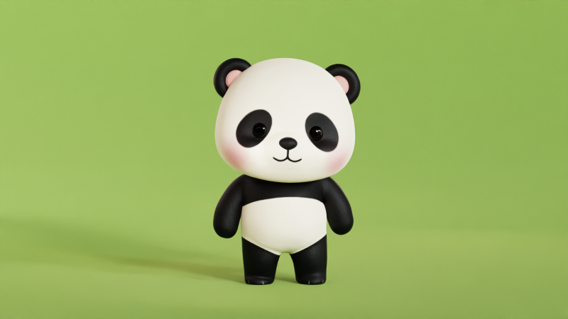 Cartoon Panda Chibi Kawaii Character Rigged Animated Low-poly Modello 3D .c4d .max .obj .3ds .fbx .stl .blend 