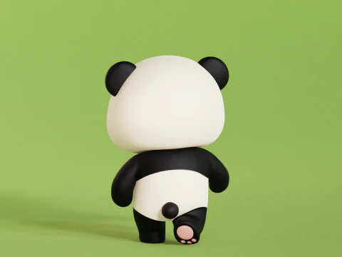 Cartoon Panda Chibi Kawaii Charakter manipuliert animiert Low-Poly 3D Modell