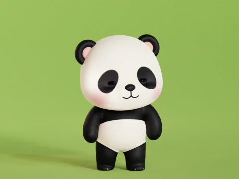 Cartoon Panda Chibi Kawaii Charakter manipuliert animiert Low-Poly 3D Modell