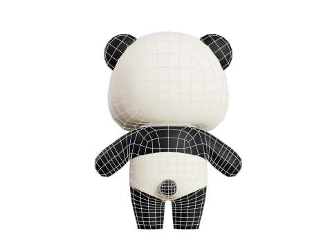 Cartoon Panda Chibi Kawaii Charakter manipuliert animiert Low-Poly 3D Modell