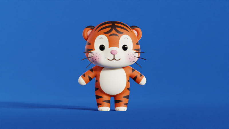 Cartoon Tiger Character Chibi Kawaii Low-poly 3Dモデル .c4d .max .obj .3ds .fbx .stl .blend 