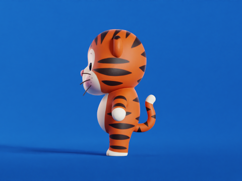 Cartoon Tiger Character Chibi Kawaii Low-poly 3Dモデル