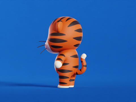 Cartoon Tiger Character Chibi Kawaii Low-poly 3Dモデル