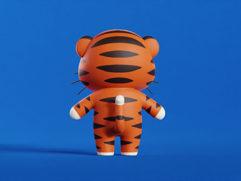 Cartoon Tiger Character Chibi Kawaii Low-poly 3Dモデル