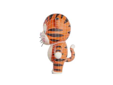 Cartoon Tiger Chibi Kawaii Character Rigged Animated Low-poly 3D Model