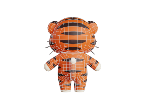 Cartoon Tiger Chibi Kawaii Character Rigged Animated Low-poly 3D 模型