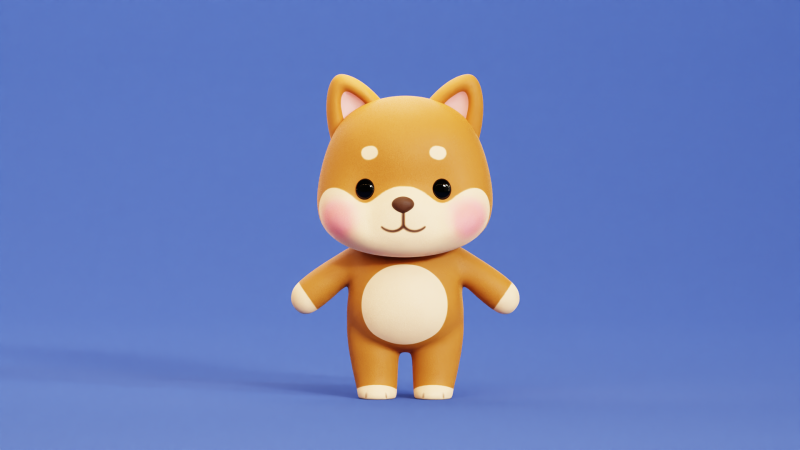 Cartoon Dog Character Shiba Chibi Kawaii Low-poly Model 3D .c4d .max .obj .3ds .fbx .stl .blend 
