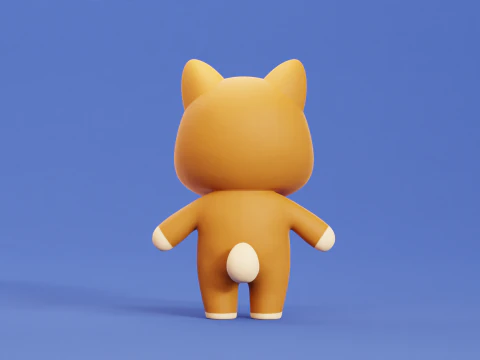 Cartoon Dog Character Shiba Chibi Kawaii Low-poly 3D Model