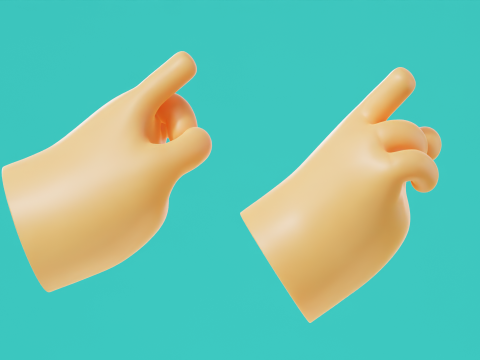 Cartoon Hands Pack Illustration Icon Low-poly 3D Model