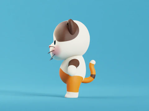 Cartoon Cat and Dog Shiba Chibi Kawaii Characters Animals Pack Low-poly 3D Model
