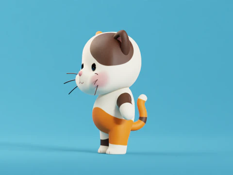 Cartoon Cat and Dog Shiba Chibi Kawaii Characters Animals Pack Low-poly 3D Model