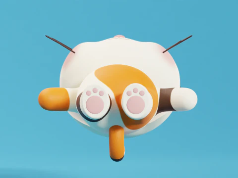 Cartoon Cat and Dog Shiba Chibi Kawaii Characters Animals Pack Low-poly 3D Model