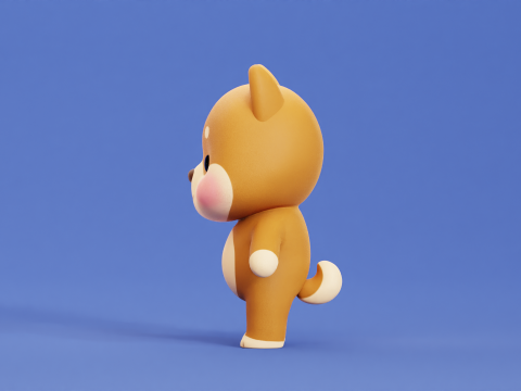 Cartoon Cat and Dog Shiba Chibi Kawaii Characters Animals Pack Low-poly 3Dモデル