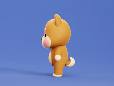 Cartoon Cat and Dog Shiba Chibi Kawaii Characters Animals Pack Low-poly 3D Model