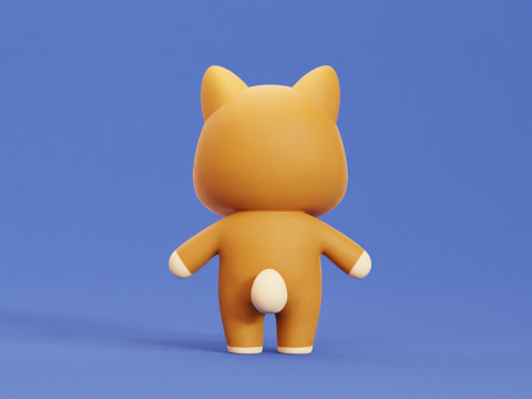 Cartoon Cat and Dog Shiba Chibi Kawaii Characters Animals Pack Low-poly 3Dモデル
