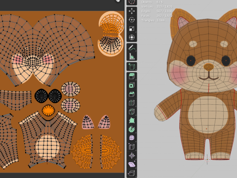 Cartoon Cat and Dog Shiba Chibi Kawaii Characters Animals Pack Low-poly 3Dモデル