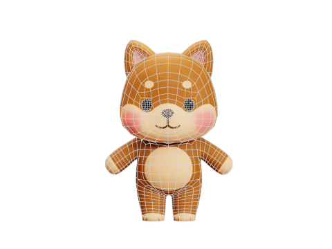 Cartoon Cat and Dog Shiba Chibi Kawaii Characters Animals Pack Low-poly 3Dモデル