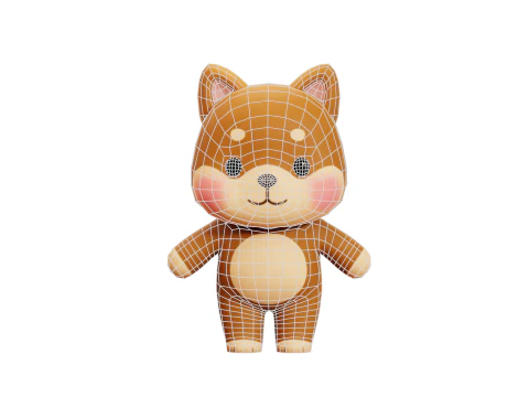 Cartoon Cat and Dog Shiba Chibi Kawaii Characters Animals Pack Low-poly 3D Model