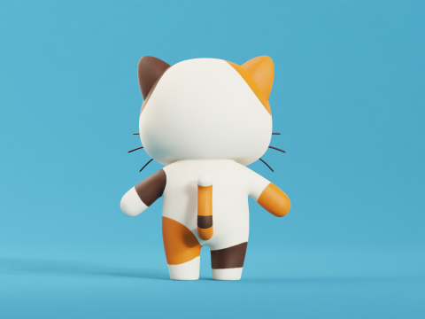 Cartoon Cat Chibi Kawaii Character 3D Model