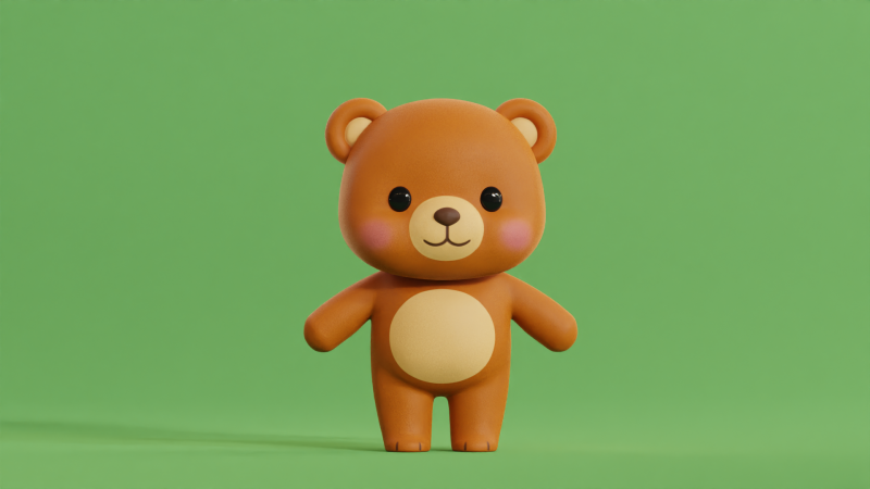Cartoon Bear Cute Chibi Kawaii Illustration Model 3D .c4d .max .obj .3ds .fbx .stl .blend 