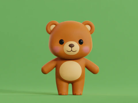 Cartoon-Bär, niedliche Chibi-Kawaii-Illustration 3D Modell