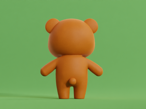Cartoon Bear Cute Chibi Kawaii Illustration Model 3D