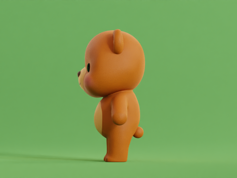 Cartoon Bear Cute Chibi Kawaii Illustration Model 3D