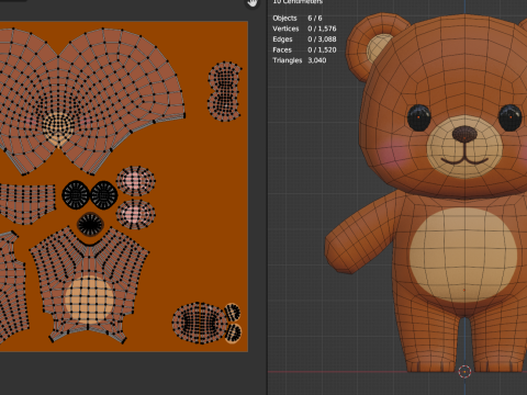 Cartoon Bear Cute Chibi Kawaii Illustration Model 3D