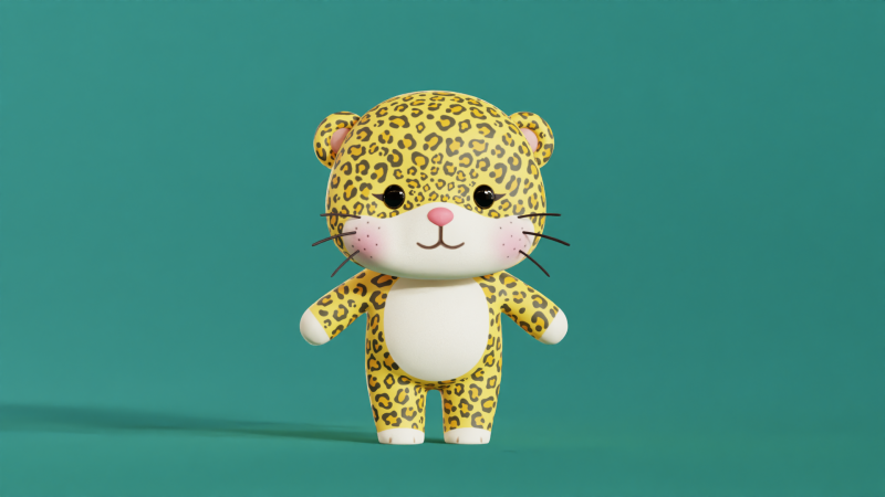 Cartoon Leopard Character Chibi Kawaii 3D Модель .c4d .max .obj .3ds .fbx .stl .blend