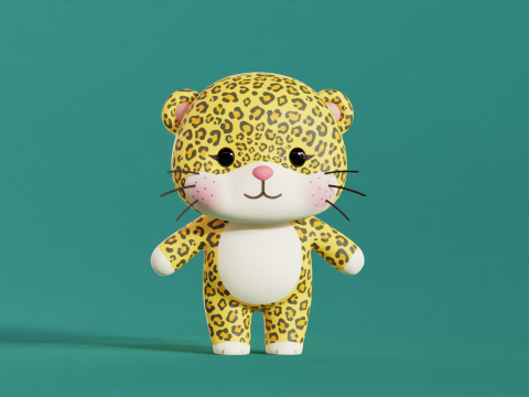 Cartoon Leopard Character Chibi Kawaii 3D 模型