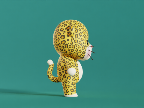 Cartoon Leopard Character Chibi Kawaii 3D Модель