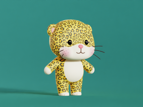 Cartoon Leopard Character Chibi Kawaii 3D Модель
