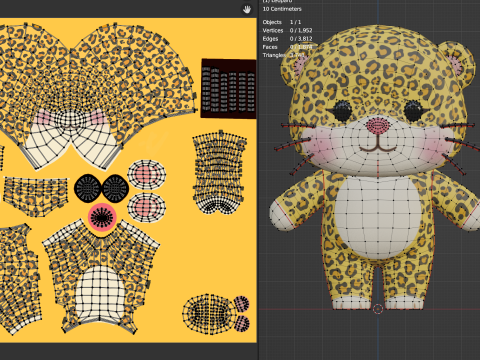 Cartoon Leopard Character Chibi Kawaii 3D Модель