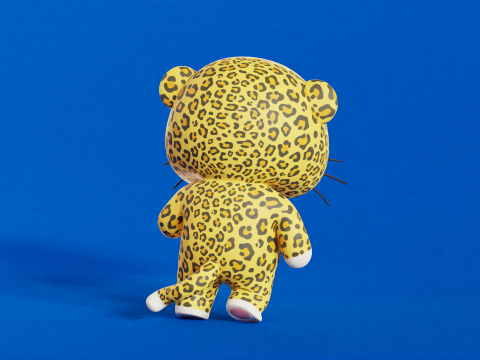 Cartoon Leopard Chibi Kawaii Character Rigged Animated Model 3D