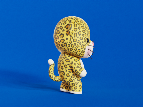Cartoon Leopard Chibi Kawaii Character Rigged Animated Model 3D