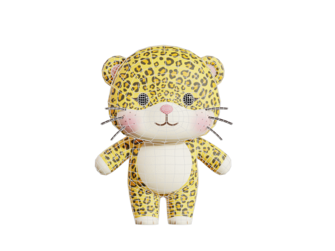Cartoon Leopard Chibi Kawaii Character Rigged Animated Model 3D