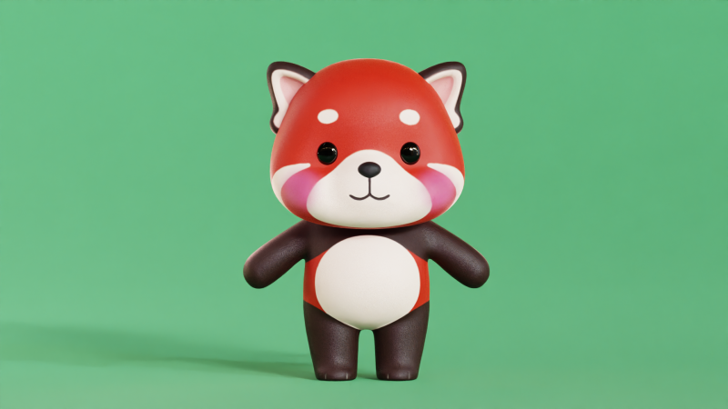 Red Panda Cartoon Character Chibi Kawaii Model 3D .c4d .max .obj .3ds .fbx .stl .blend