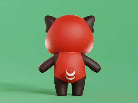 Red Panda Cartoon Character Chibi Kawaii Model 3D